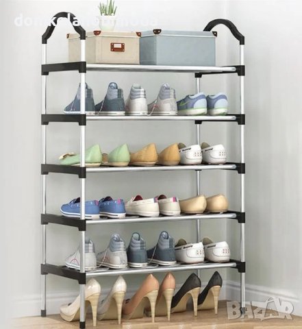 Етажерка за обувки с 5 рафта метал и пластмаса, 58х26х102 см