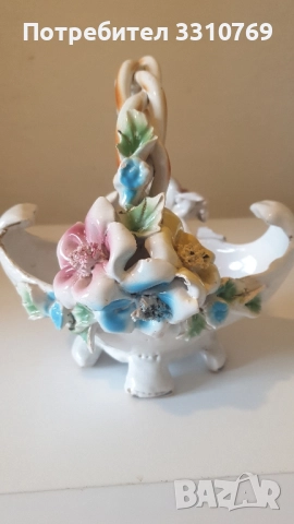 Красива италианска порцеланова кошничка бонбониера., снимка 1