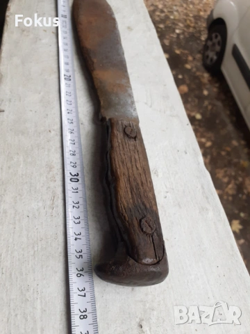 Стар масивен кован военен боен нож мачете ПСВ маркировка, снимка 5 - Антикварни и старинни предмети - 53270243