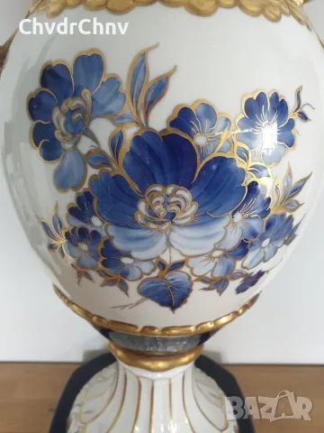 Royal Dux Bohemia 63см-5кг/Роял Дюкс Бохемия голяма стара порцеланова ваза с дръжки, снимка 4 - Вази - 55970197