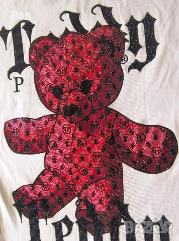 Филип Плейн Рокля тип тениска Teddy Plein с кристална украса, снимка 11 - Рокли - 50892754