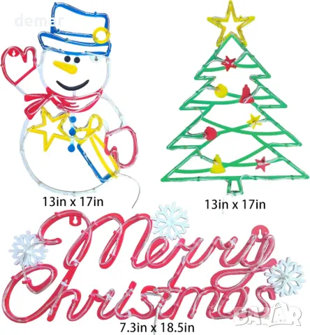 Коледни силуетни светлини, Опаковка от 3 USB водоустойчиви знаци,40 см, снимка 3 - Декорация за дома - 48213874