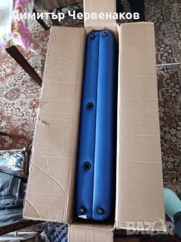 Синя сгъваема масажна кушетка 2 зони с дървена рамка VidaXL, снимка 6 - Кушетки - 53515717