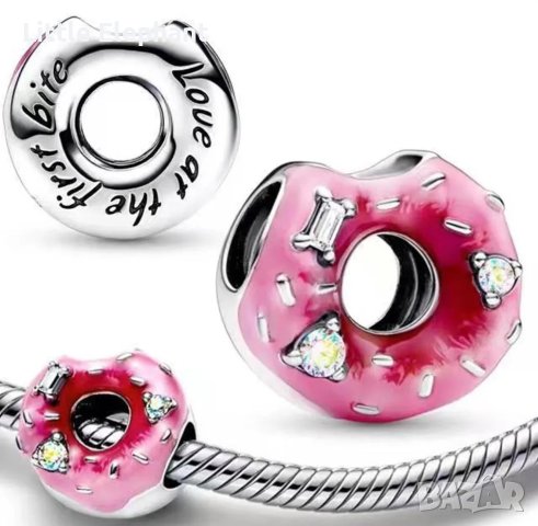 Сребърен елемент Пандора,донът"Love at the first bite"/нов