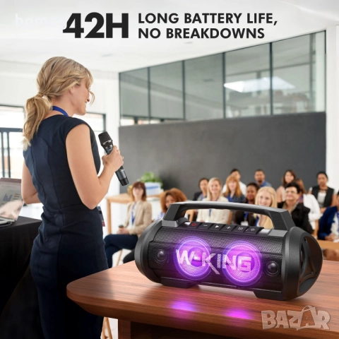 W-King D10 70W, безжична Bluetooth тонколона с безжичен микрофон, снимка 6 - Тонколони - 52069255