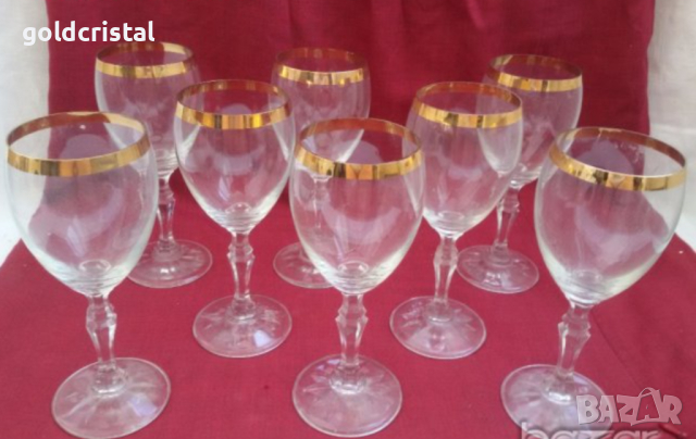 кристални чаши с златен кант 