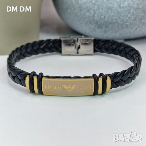 Мъжки кожени гривни с 18k златно покритие! , снимка 4 - Гривни - 52869261