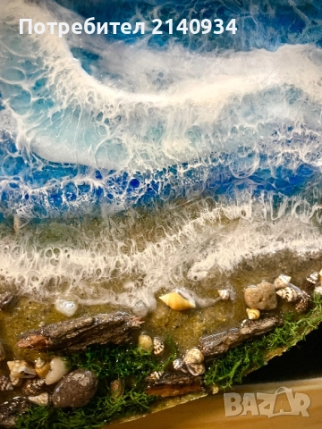 Уникален часовник от епоксидна смола. Морско настроение, снимка 3 - Стенни часовници - 52749000