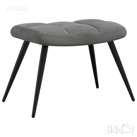 vidaXL Релаксиращ стол с табуретка, тъмносив, кадифе, снимка 8 - Столове - 56146946