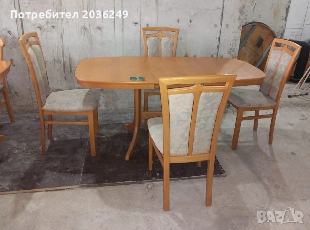 Комплект масивна разтегателна маса с 4 стола