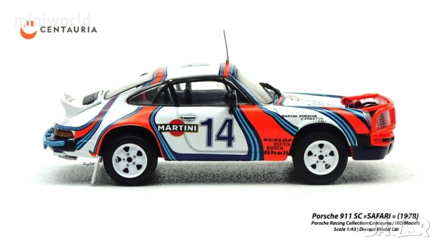 Porsche 911 SC Rally SAFARI 1978 - мащаб 1:43 на Centauria/IXO моделът е нов в PVC дисплей-кейс, снимка 6 - Колекции - 53572025