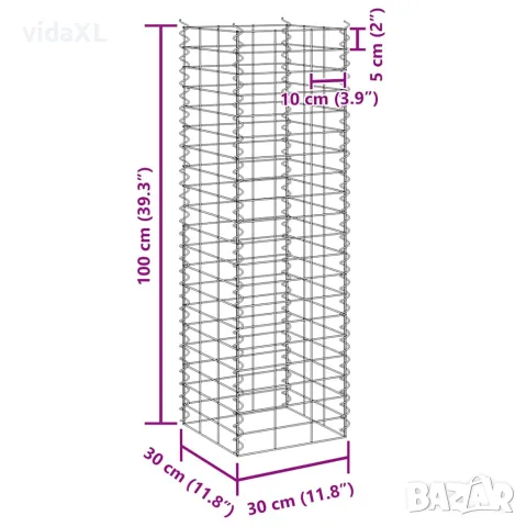 vidaXL Габиони повдигнати лехи, 3 бр, 30x30x100 см, желязо, снимка 8 - Саксии и кашпи - 56146229