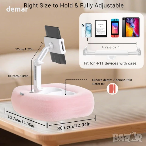 Поставка за таблет Kefotic за Kindle, поставка за телефон с купа за закуски, снимка 3 - Други стоки за дома - 50766225