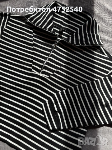 Черно-бяла райе блуза, снимка 2 - Блузи с дълъг ръкав и пуловери - 53706177