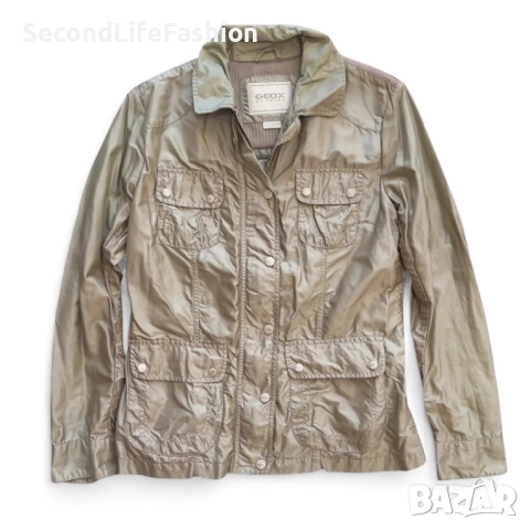 Яке Geox Respira, ветроустойчиво резидав цвят с цип и копчета, дамско, размер M