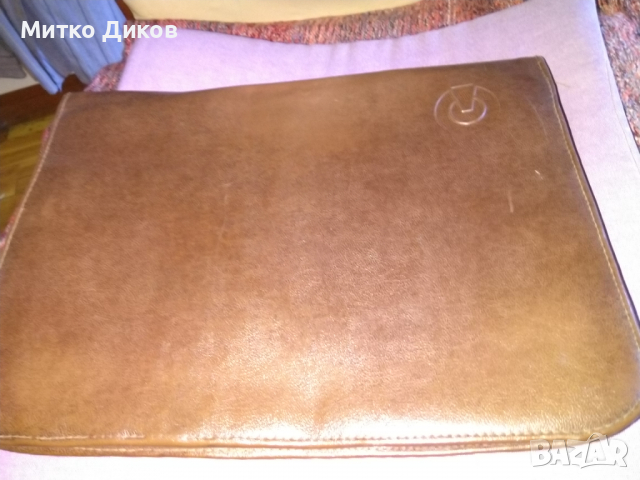 Кожена папка чанта за документи 37х27см от соца