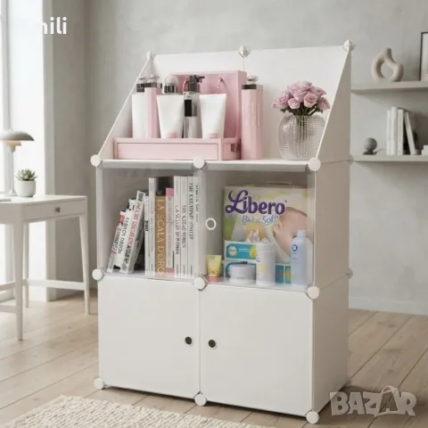Модулен шкаф за съхранение ELEGANCE - 4 модула, бялТехнически характеристики на Модулен шкаф за съхр, снимка 4 - Шкафове - 55853487