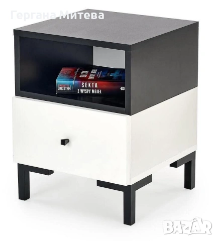 Нощно шкафче  бяло и черно., снимка 5 - Шкафове - 53732597