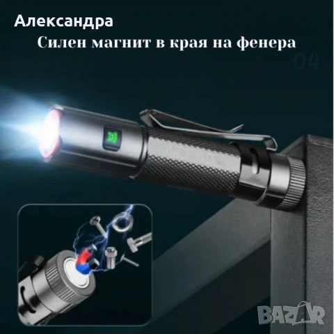 Фенер YEMAO YM-M52 – компактен, 1500 лумена, магнит, Type-C, снимка 5 - Друга електроника - 53360264