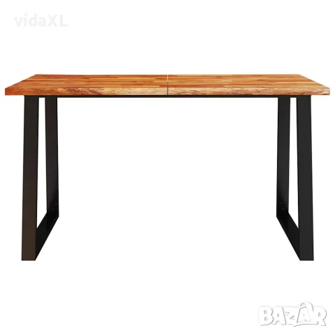 vidaXL Трапезна маса с жив ръб 140x80x75 см масивна акация, снимка 4 - Маси - 56147310