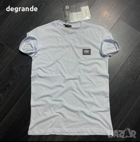 Мъжка Тениска BOSS Бяла и Черна , снимка 2 - Тениски - 53642494