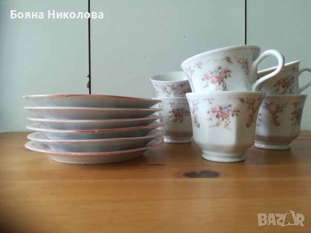 Порцеланов комплект чаши с чинийки за чай/кафе, снимка 3 - Сервизи - 41731226