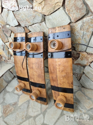 Полилеи от автентични реставрирани бъчви с дървена чашка , снимка 18 - Лампи за таван - 44113335