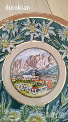 Красива порцеланова чиния от Италия-Кортина доломити., снимка 2 - Други - 49219902