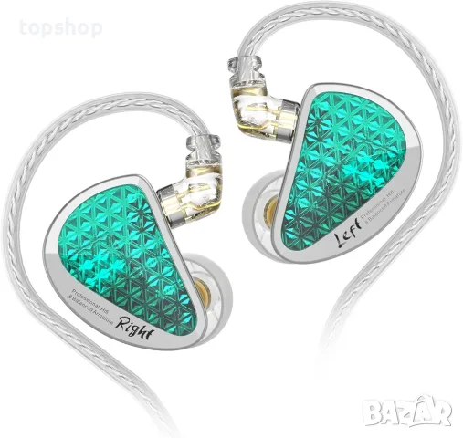 Чисто Нови Аудиофилски слушалки KZ AS16 PRO (In-Ear) | Cyan (Синьо-зелен) | Без микрофон  