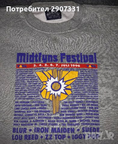 суичър от фестивал Midtfyns 1996. Официален продукт, снимка 2 - Суичъри - 39081305