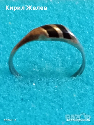 Стар сребърен пръстен с инкрустиран черен ОНИКС ръчна изработка 52443, снимка 3 - Пръстени - 52639700