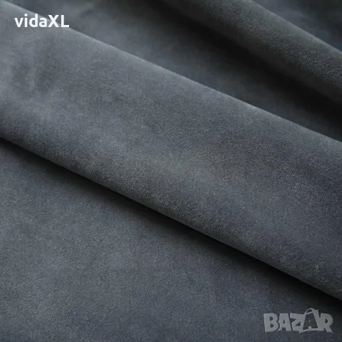 vidaXL Затъмняващи завеси с куки, 2 бр, кадифе, антрацит, 140x175 см, снимка 3 - Пердета и завеси - 56146013