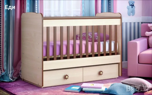 Детско легло с матрак 120/60,бебешка кошара,бюро 3в1