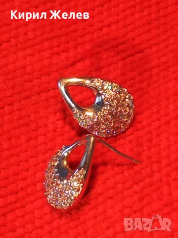 ПРЕКРАСНИ СКЪПОЦЕННИ СРЕБЪРНИ НЕЖНИ АРТ ОБЕЦИ РОДИРАНО СРЕБРО 925 с ФАСЕТИРАНИ ЦИРКОНИ 38756