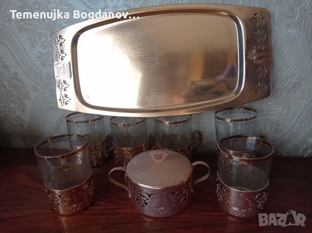 Руски чаени чаши с подстакани,, ОЛИМПИАДА " 1980 Москва-СССР