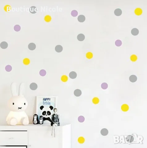 Стикер за стена Комплект 120 бр."Polka dots"точки  , снимка 3 - Други - 47998372