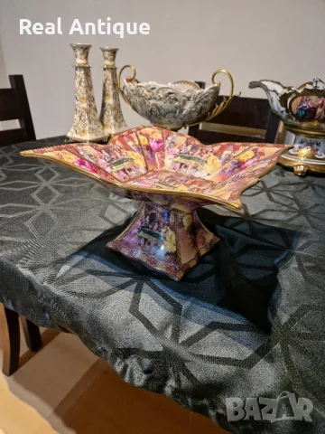 Страхотна голяма антикварна порцеланова фруктиера , снимка 5 - Антикварни и старинни предмети - 49426245