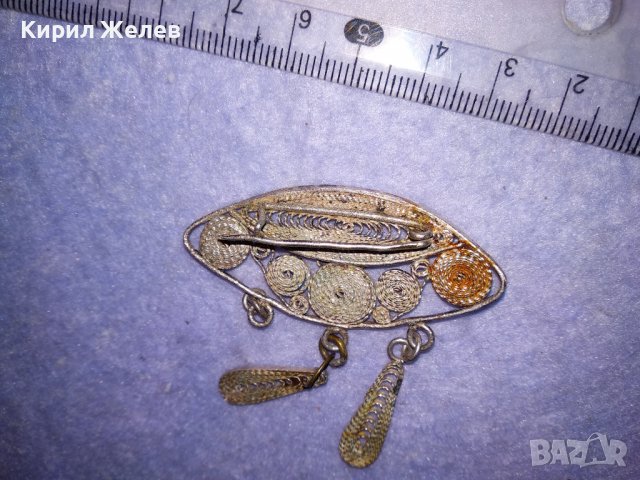 СТАРИННА ФИЛИГРАННА СРЕБЪРНА ВЪЗРОЖДЕНСКА БРОШКА РЪЧНА ИЗРАБОТКА 34412, снимка 14 - Антикварни и старинни предмети - 39507605