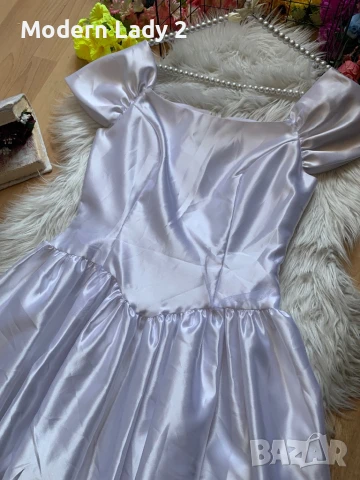 Нова бяла сатенена рокля, снимка 2 - Рокли - 50867111
