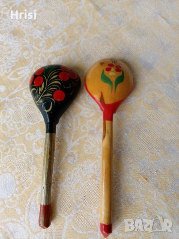 Дървени декоративни лъжици-хохлома, снимка 3 - Антикварни и старинни предмети - 35944230