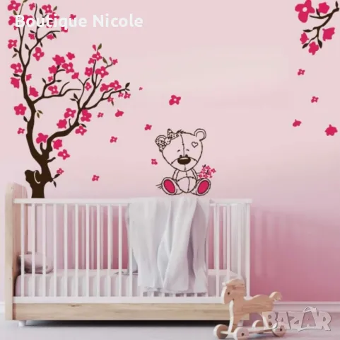 Стикер за стена Комплект"Пролетни клончета с мече"  , снимка 5 - Декорация за дома - 48006985