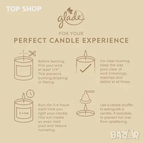 Нови Glade свещи с етерични масла, комплект от 6, дълготраен аромат, снимка 3 - Пана - 49309124