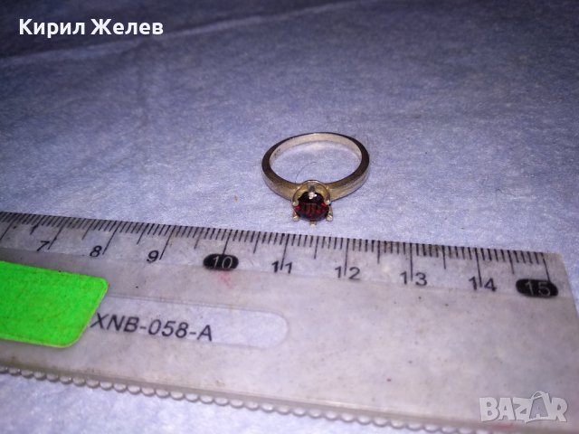 ИЗЯЩЕН СРЕБЪРЕН Тип ГОДЕЖЕН ПРЪСТЕН СРЕБРО 925 с ГОЛЯМ ЮВЕЛИРНО ФАСЕТИРАН ГРАНАТ или РУБИН 38674, снимка 9 - Пръстени - 41637997