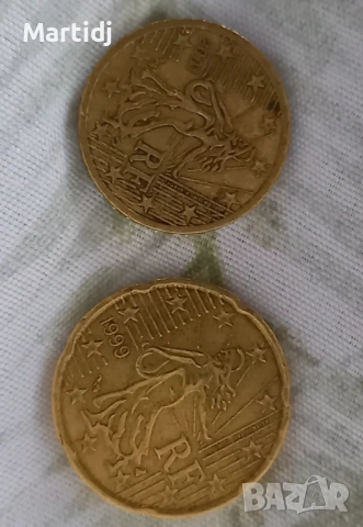 20 i 10 centa 1999 France Republic riadki, снимка 3 - Нумизматика и бонистика - 53746890