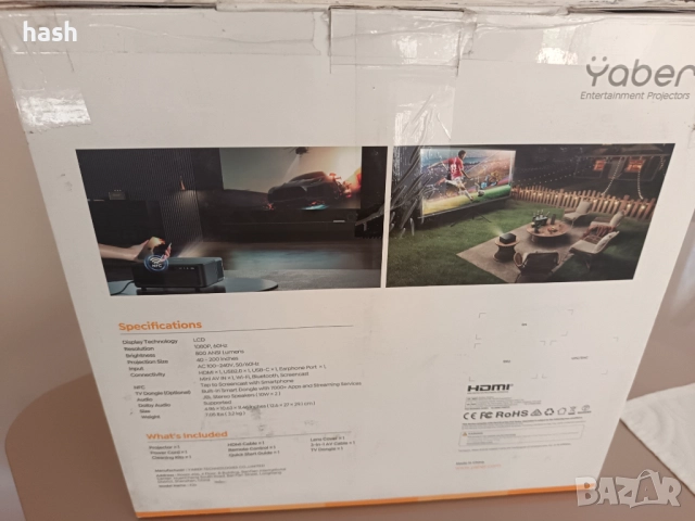 Видео проектор Yaber K2 800 ANSI Lumens 1080P Full HD WiFi6 Bluetooth, видео 4K Вграден TV Dongle с , снимка 15 - Телевизори - 52182462