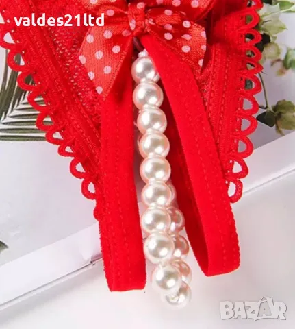 Прашки с перли и отворено дъно с жартиери, снимка 4 - Бельо - 33731743