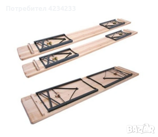 💥 Сгъваем комплект градинска маса с две пейки с отвор за чадър ☔, снимка 3 - Маси - 53672698