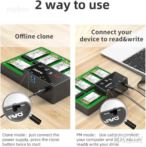 MAIWO 5-Bay M.2 mSATA докинг станция, USB 3.0 дубликатор, поддръжка за офлайн клониране, снимка 6 - Друга електроника - 48058104