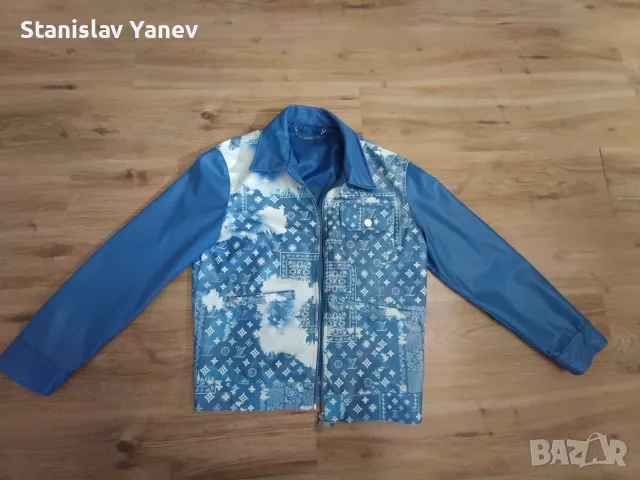 луксозният модел Louis Vuitton Monogram Bandana Mix Leather Denim Jacket., снимка 2 - Бански - 55965445