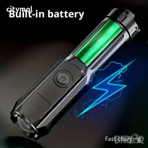 Ултравиолетов фенер, ZOOM функция, UV 395nm, LED, TYPE C зареждане, снимка 5 - Къмпинг осветление - 47627562